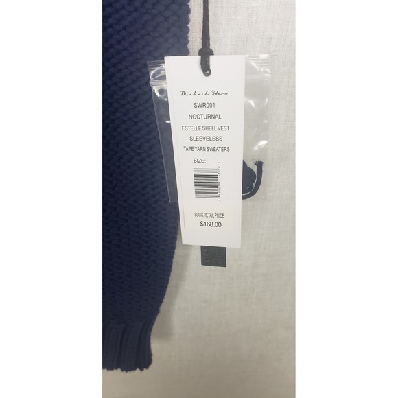 Michael Stars Estelle Shell Vest Nocturnal Navy Blue Tape Yarn Sweater L Casual - Picture 4 of 9